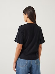 Hush Black Tamsen Tuck Detail Slub 100% Cotton T-Shirt - Image 3 of 5