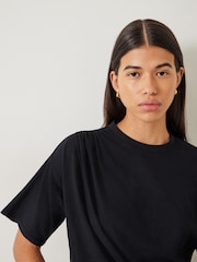 Hush Black Tamsen Tuck Detail Slub 100% Cotton T-Shirt - Image 4 of 5