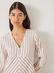 Hush White Aine Stripe Linen Blend Maxi Dress - Image 2 of 5