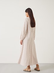 Hush White Aine Stripe Linen Blend Maxi Dress - Image 3 of 5