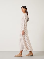 Hush White Aine Stripe Linen Blend Maxi Dress - Image 4 of 5