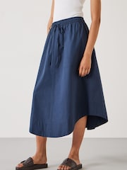 Hush Blue Kelly Curved 100% Cotton Midi Skirt - Image 2 of 5