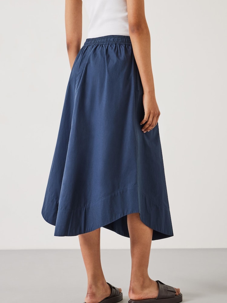 Hush Blue Kelly Curved 100% Cotton Midi Skirt - Image 3 of 5