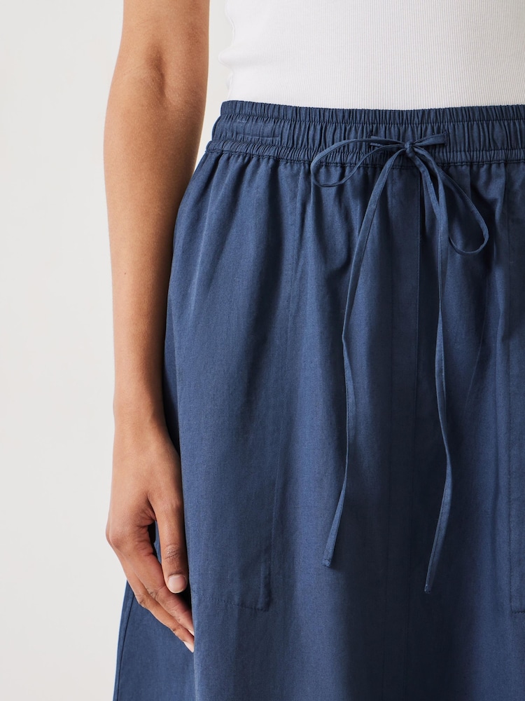 Hush Blue Kelly Curved 100% Cotton Midi Skirt - Image 4 of 5