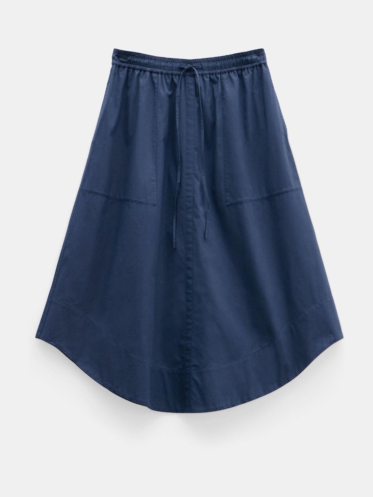 Hush Blue Kelly Curved 100% Cotton Midi Skirt - Image 5 of 5
