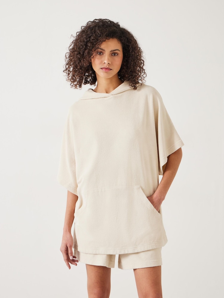 Hush White Taylah Towelling 100% Cotton Hoodie - Image 1 of 5