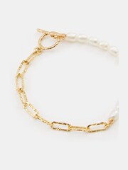Hush Gold Tone Hadley Hammered Pearl Chain Bracelet - Image 2 of 3