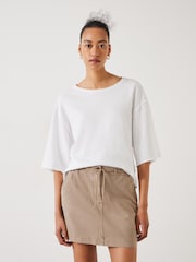 Hush White Myla Textured Waffle 100% Cotton T-Shirt - Image 1 of 5
