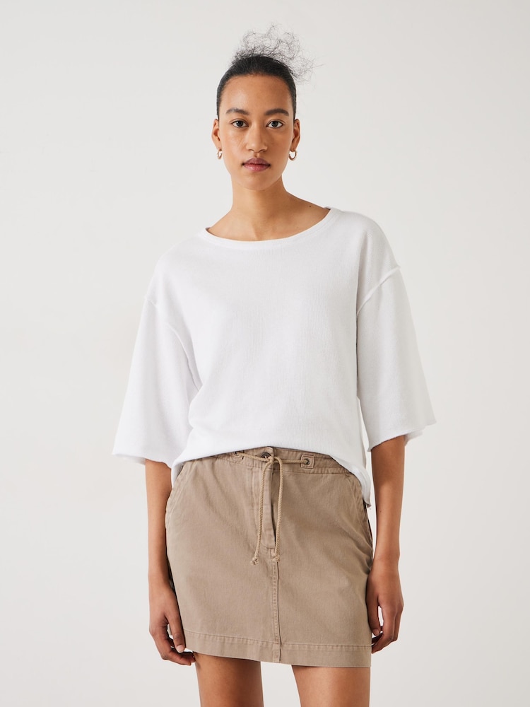 Hush White Myla Textured Waffle 100% Cotton T-Shirt - Image 1 of 5