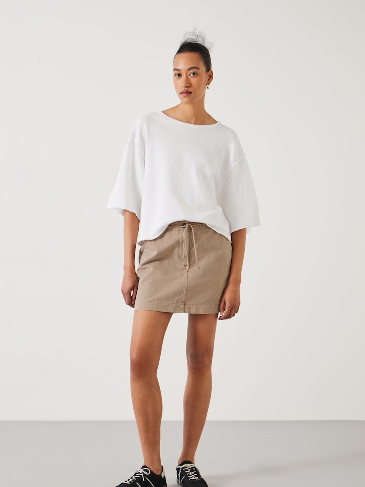 Hush White Myla Textured Waffle 100% Cotton T-Shirt - Image 2 of 5