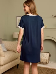 Laura Ashley Navy Modal Lace Trim Nightie - Image 2 of 8