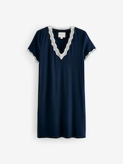 Laura Ashley Navy Modal Lace Trim Nightie - Image 5 of 8