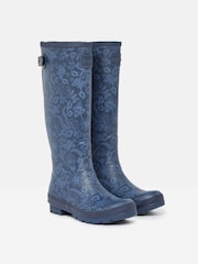 Joules Printed Navy Blue Adjustable Tall Wellies - Image 2 of 5