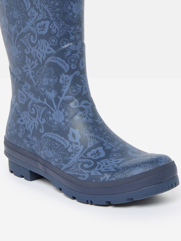Joules Printed Navy Blue Adjustable Tall Wellies - Image 4 of 5