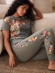 B by Ted Baker Green Satin Jersey Mix Pyjamas Set - Bild 11 von 26
