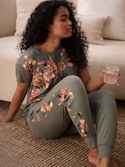 B by Ted Baker Green Satin Jersey Mix Pyjamas Set - Bild 14 von 26