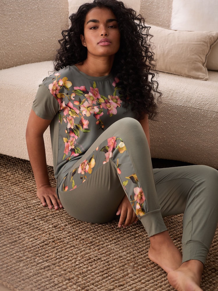 B by Ted Baker Green Satin Jersey Mix Pyjamas Set - Image 15 of 26