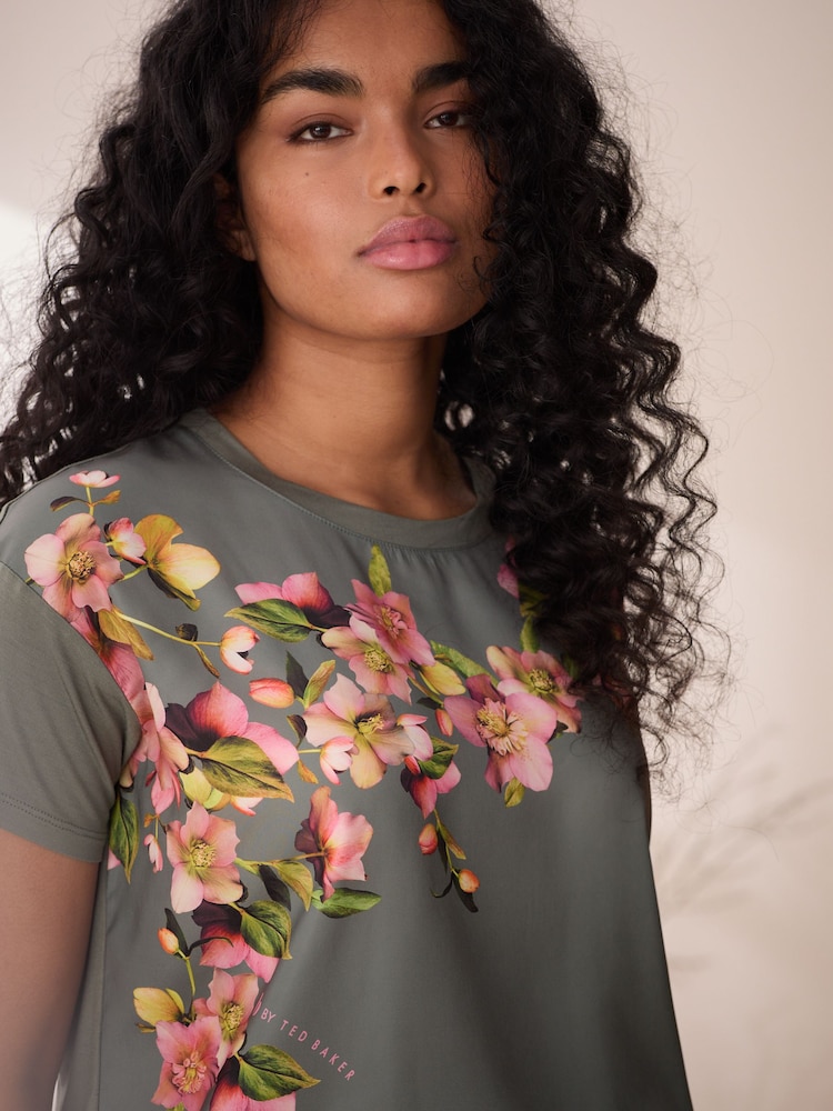 B by Ted Baker Green Satin Jersey Mix Pyjamas Set - Image 18 of 26
