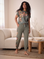 B by Ted Baker Green Satin Jersey Mix Pyjamas Set - Bild 2 von 26