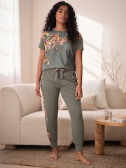 B by Ted Baker Green Satin Jersey Mix Pyjamas Set - Bild 6 von 26