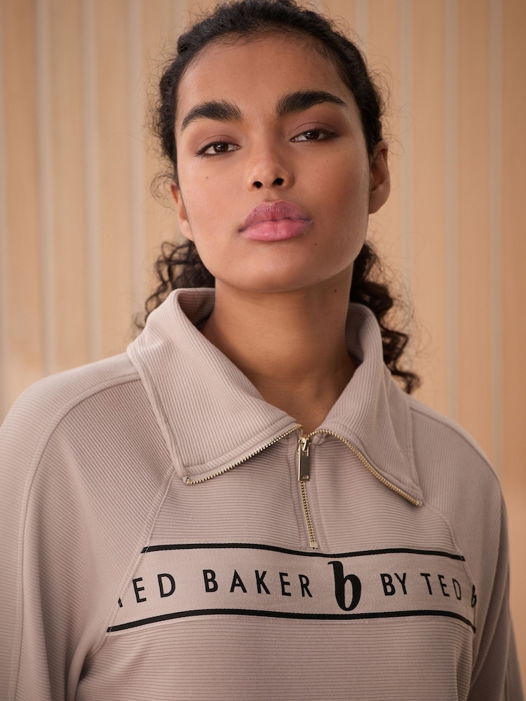 B by Ted Baker Pink Rib Quarter Zip Lounge Top - Image 4 of 6