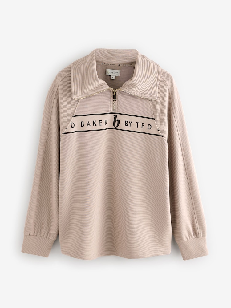 B by Ted Baker Pink Rib Quarter Zip Lounge Top - Image 5 of 6