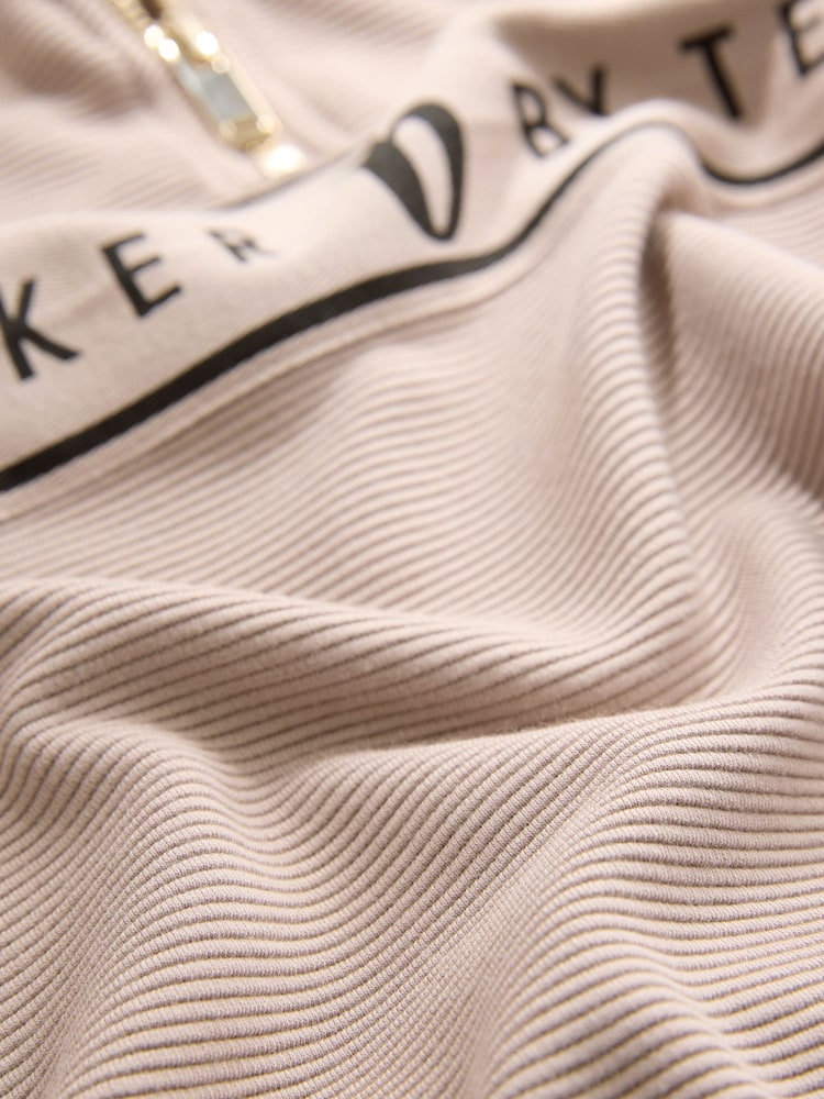B by Ted Baker Pink Rib Quarter Zip Lounge Top - Image 6 of 6