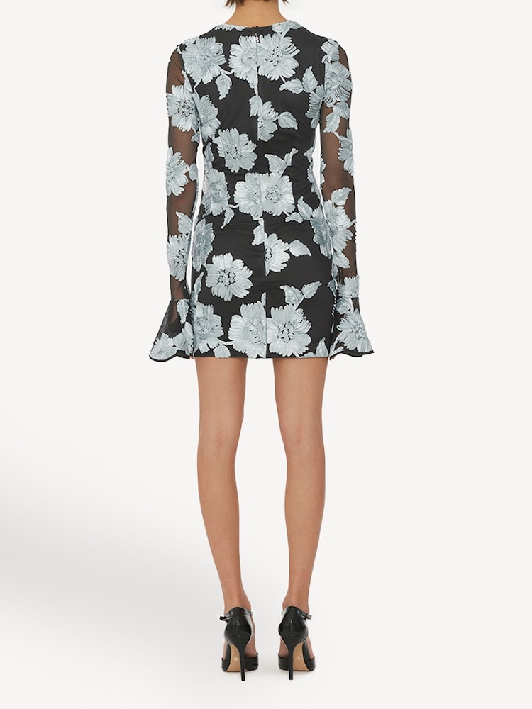 Rotate Grey Mini Flower Mesh Dress - Image 2 of 5