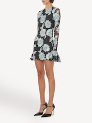 Rotate Grey Mini Flower Mesh Dress - Image 3 of 5