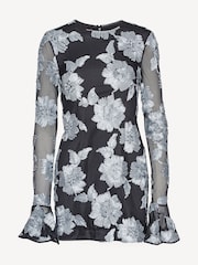 Rotate Grey Mini Flower Mesh Dress - Image 4 of 5