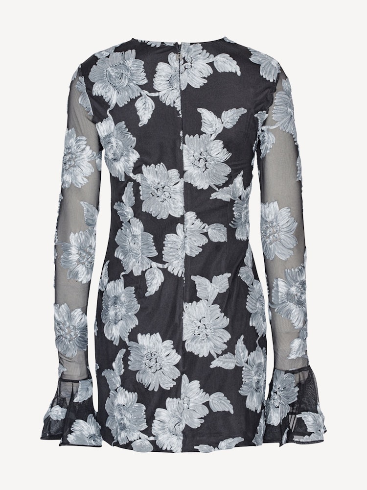 Rotate Grey Mini Flower Mesh Dress - Image 5 of 5