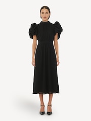 Rotate Black Puff Sleeve Midi Dress - Image 1 of 5