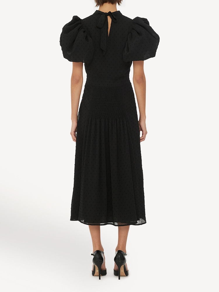 Rotate Black Puff Sleeve Midi Dress - Image 2 of 5