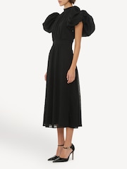 Rotate Black Puff Sleeve Midi Dress - Image 3 of 5