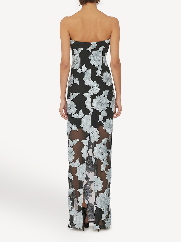 Rotate Grey Flower Mesh Tube Dress - Image 2 of 5