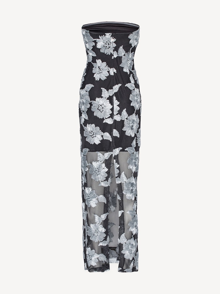 Rotate Grey Flower Mesh Tube Dress - Image 5 of 5