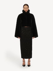 Rotate Black Faux Fur Crop Jacket - Image 1 of 5