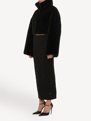 Rotate Black Faux Fur Crop Jacket - Image 3 of 5