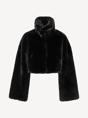 Rotate Black Faux Fur Crop Jacket - Image 4 of 5