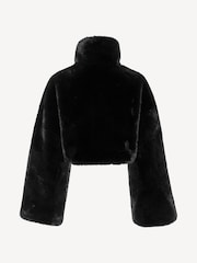 Rotate Black Faux Fur Crop Jacket - Image 5 of 5