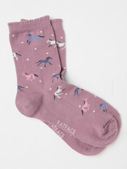 FatFace Pink Horse Kids' Socks 1 Pack - Image 1 of 3