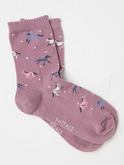 FatFace Pink Horse Kids' Socks 1 Pack - Image 2 of 3