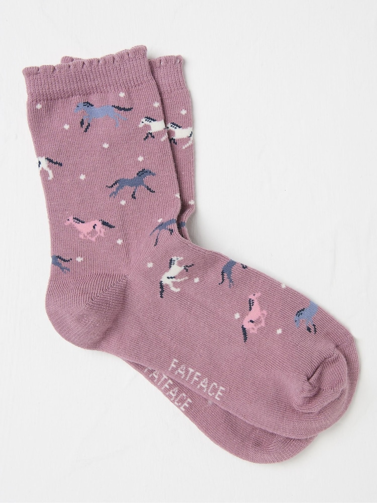 FatFace Pink Horse Kids' Socks 1 Pack - Image 2 of 3