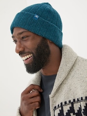 FatFace Sebastian Teal Blue Rib Beanie - Image 2 of 4