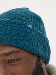FatFace Sebastian Teal Blue Rib Beanie - Image 3 of 4