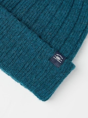 FatFace Sebastian Teal Blue Rib Beanie - Image 4 of 4