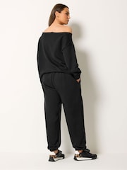 Yours Curve Black Slouch Sweatshirt & Jogger Set - Image 3 of 6