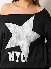 Yours Curve Black Slouch Sweatshirt & Jogger Set - Image 4 of 6