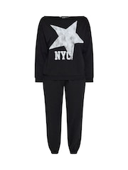 Yours Curve Black Slouch Sweatshirt & Jogger Set - Image 6 of 6