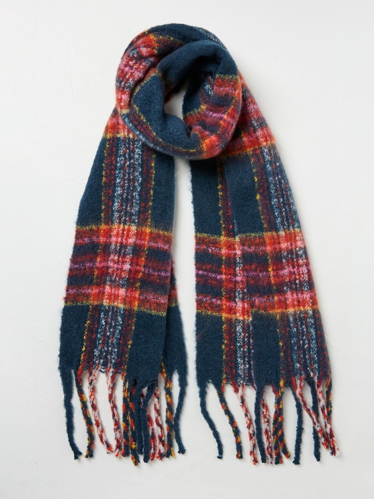FatFace Winnie Navy Check Scarf - Image 1 of 2